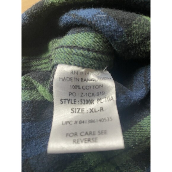 Five Brother Vintage Flannel Shirt Men's sz XL Blue Green Plaid Chore Work - Picture 7 of 7